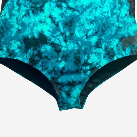 Torrid Teal Tie-Dye Mesh Inset One-Piece Swimsuit Size 3 3XL - Picture 4 of 15